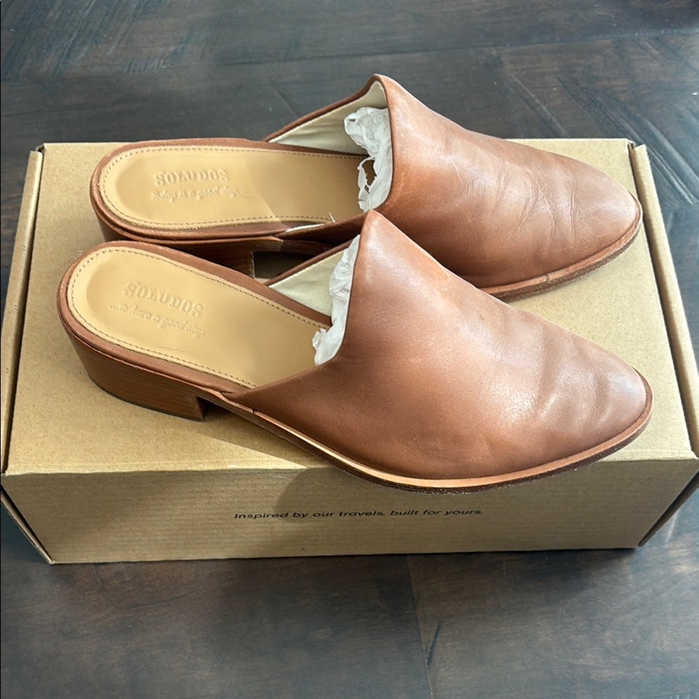 Soludos Brown Leather Mules